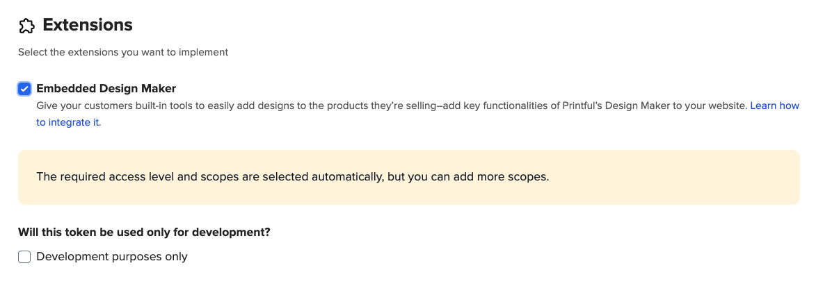Dev portal development section