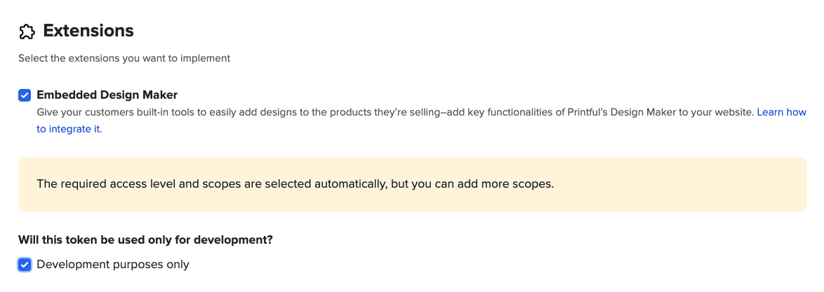 Dev portal development section