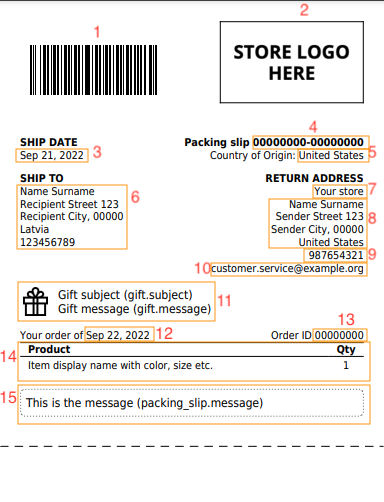 packing slip